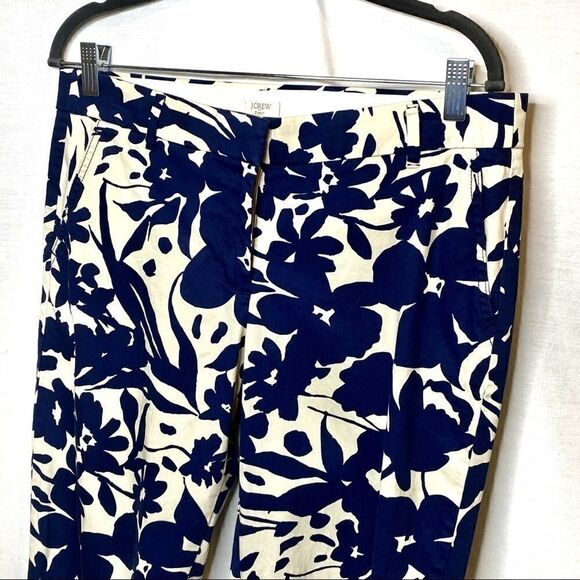 J. Crew Factory navy blue floral skimmer pants size 10 - Picture 2 of 16
